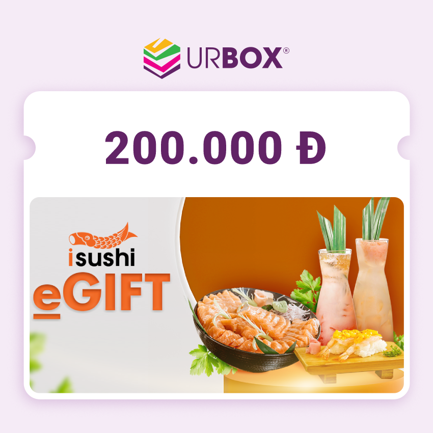 Evoucher trị giá 200.000 áp dụng tại các cửa hàng iSushi