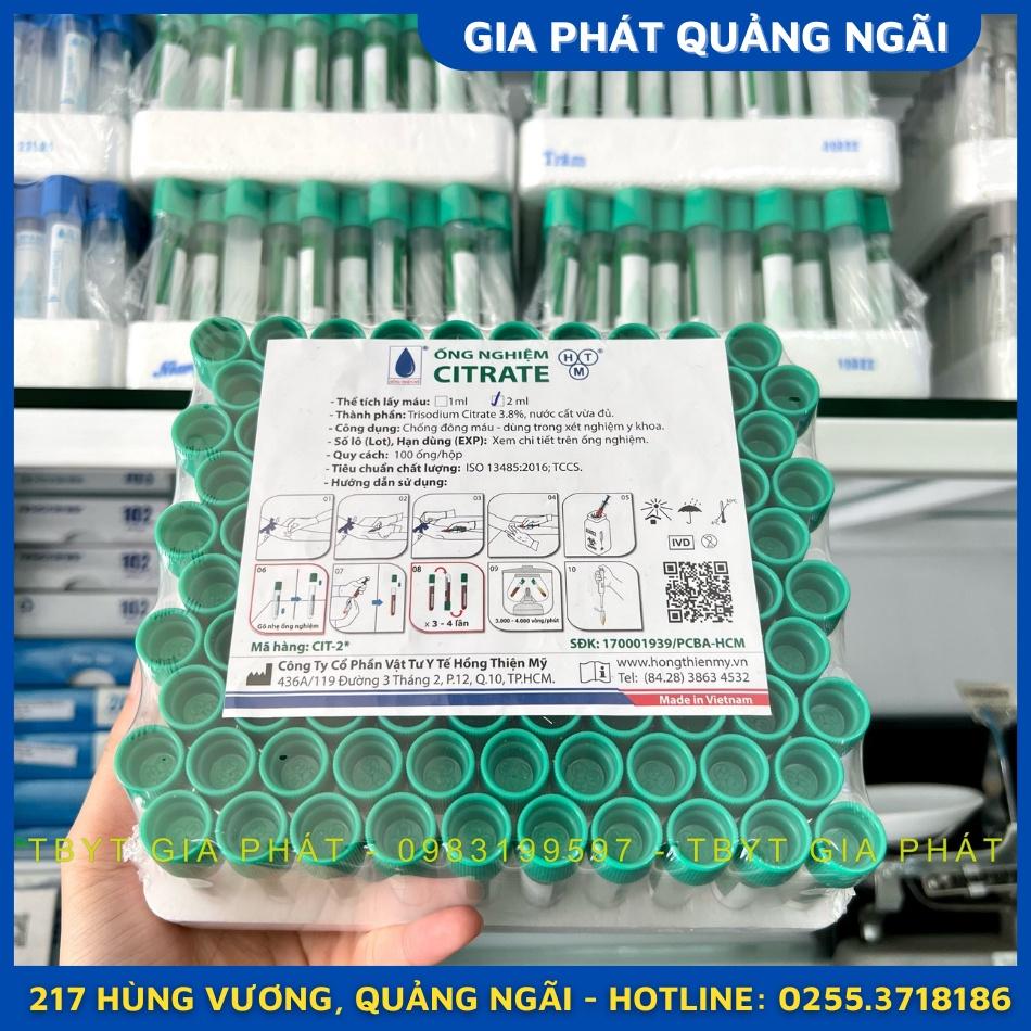 ỐNG NGHIỆM CITRATE XANH LÁ VỈ 100 ỐNG HTM