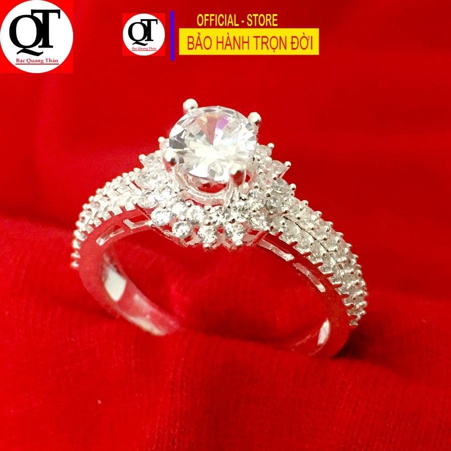 Nhẫn nữ đính đá ổ cao phong cách Hàn Quốc chất liệu bạc ta không xi mạ trang sức Bạc Quang Thản - QTNU76