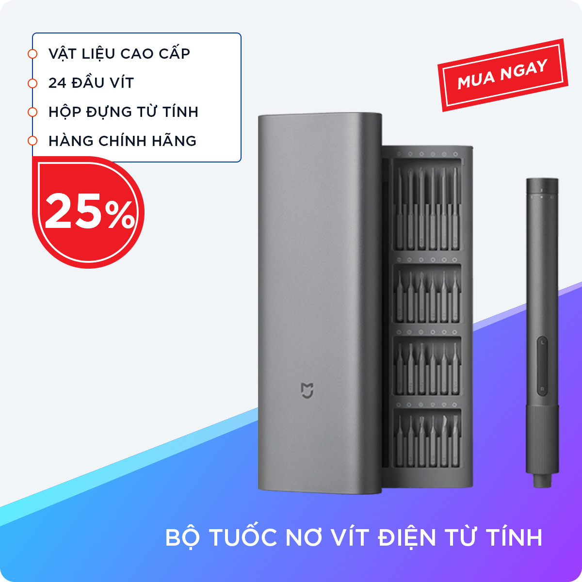 Bộ Tuốc Vít Điện Từ Tính Thông Minh Trang Bị 24 Đầu Vít Tiện Lợi Với Kết Cấu Chống Trượt 3 Chiều, Được Làm Từ Hộp Kim Nhôm Cao Cấp