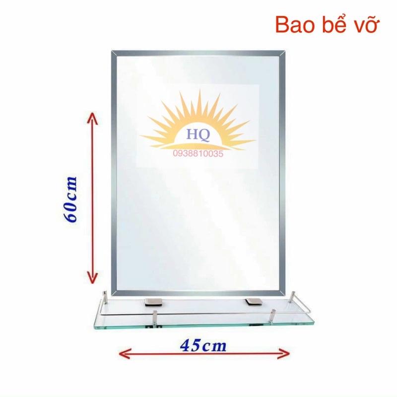 Bộ gương soi kích thước 45x60 và kệ kiếng dài 50cm kèm pas ốc vít