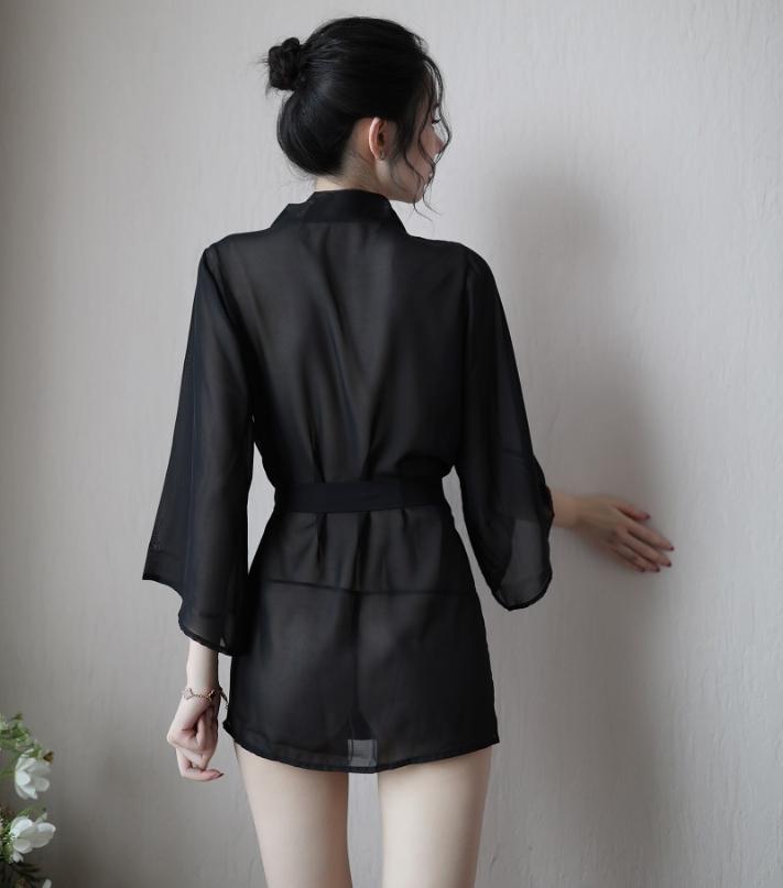 Áo Choàng voan lụa sexy - Màu đen