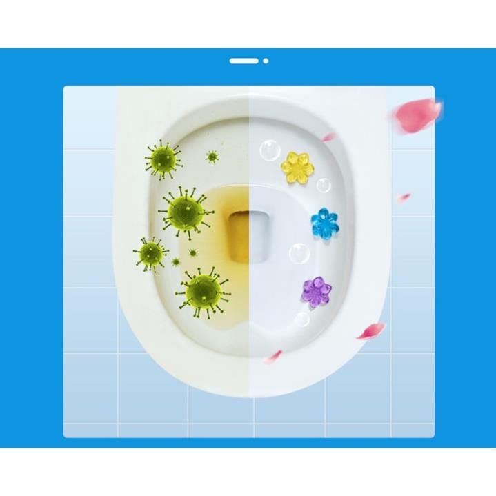 Gel thơm toilet KHỬ TRÙNG, KHỬ MÙI bồn cầu, bắn ra hình bông hoa với 6 loại hương thơm dễ chịu