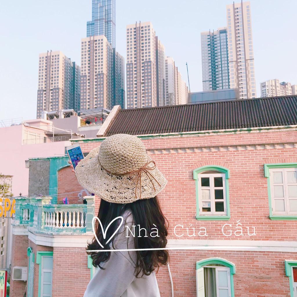 Nón cói mềm cột dây nơ xinh xinh