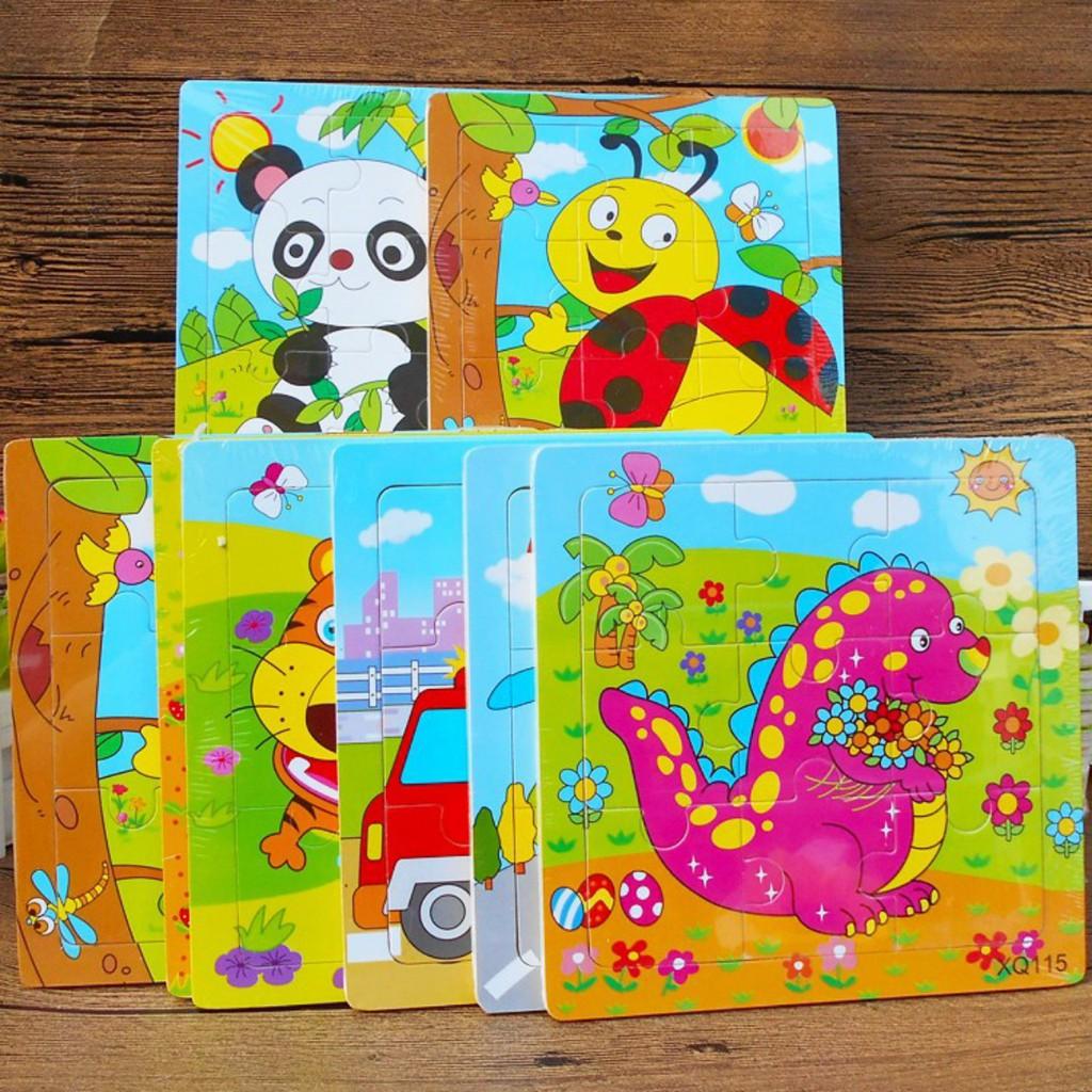 ĐỒ CHƠI XẾP HÌNH GỖ PUZZLE 9 MIẾNG CHO BÉ TỪ 2-6 TUỔI (có nền nhận biết)