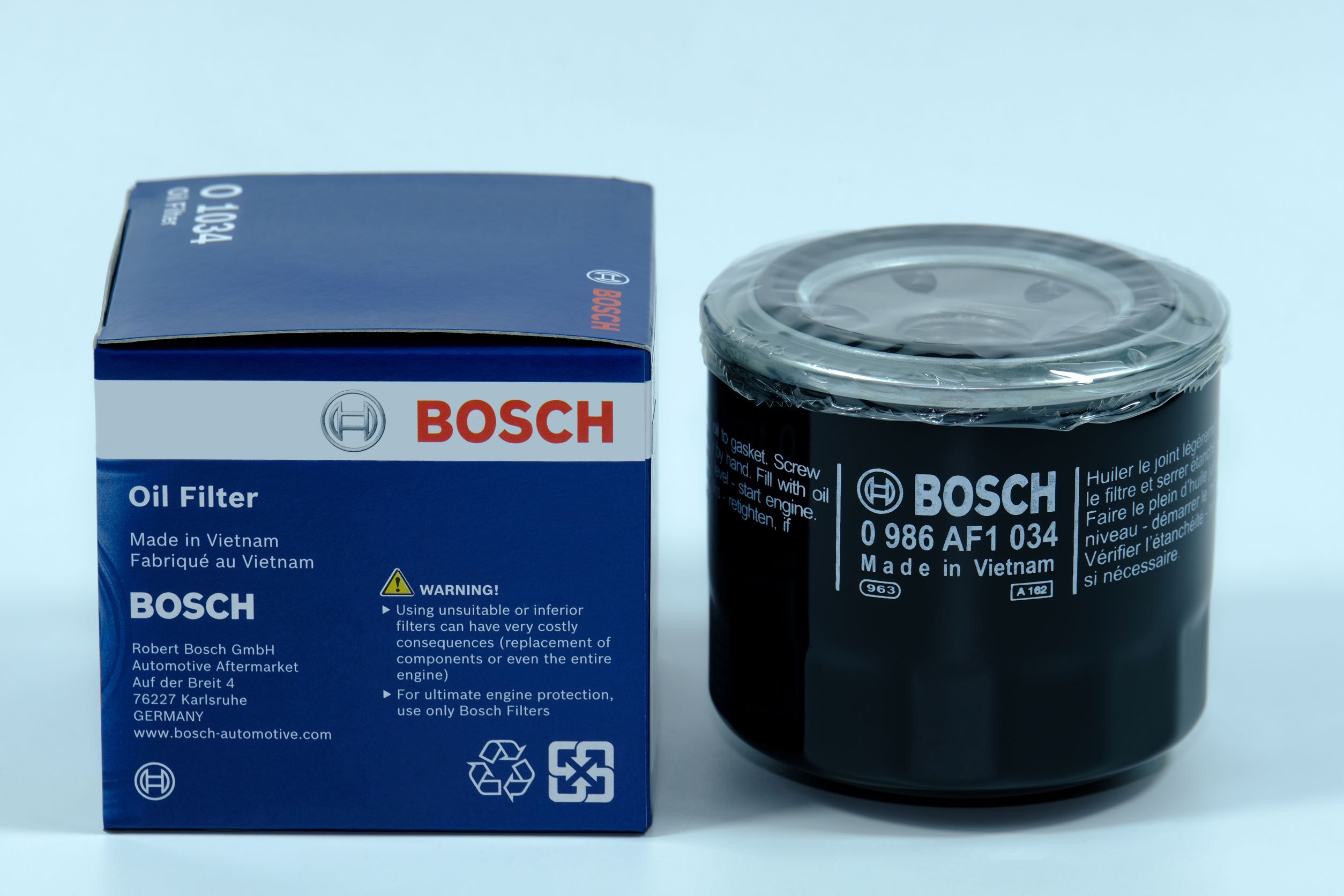Lọc nhớt Bosch O1034 dành cho xe Cerato/Forte 1.6 2.0 / 08-15; Elantra / Avante, i30, Sonata, Accent, Verna,...; KIA Forte / Cerato, Rio, Soul, CRV ; MITSUBISHI Triton