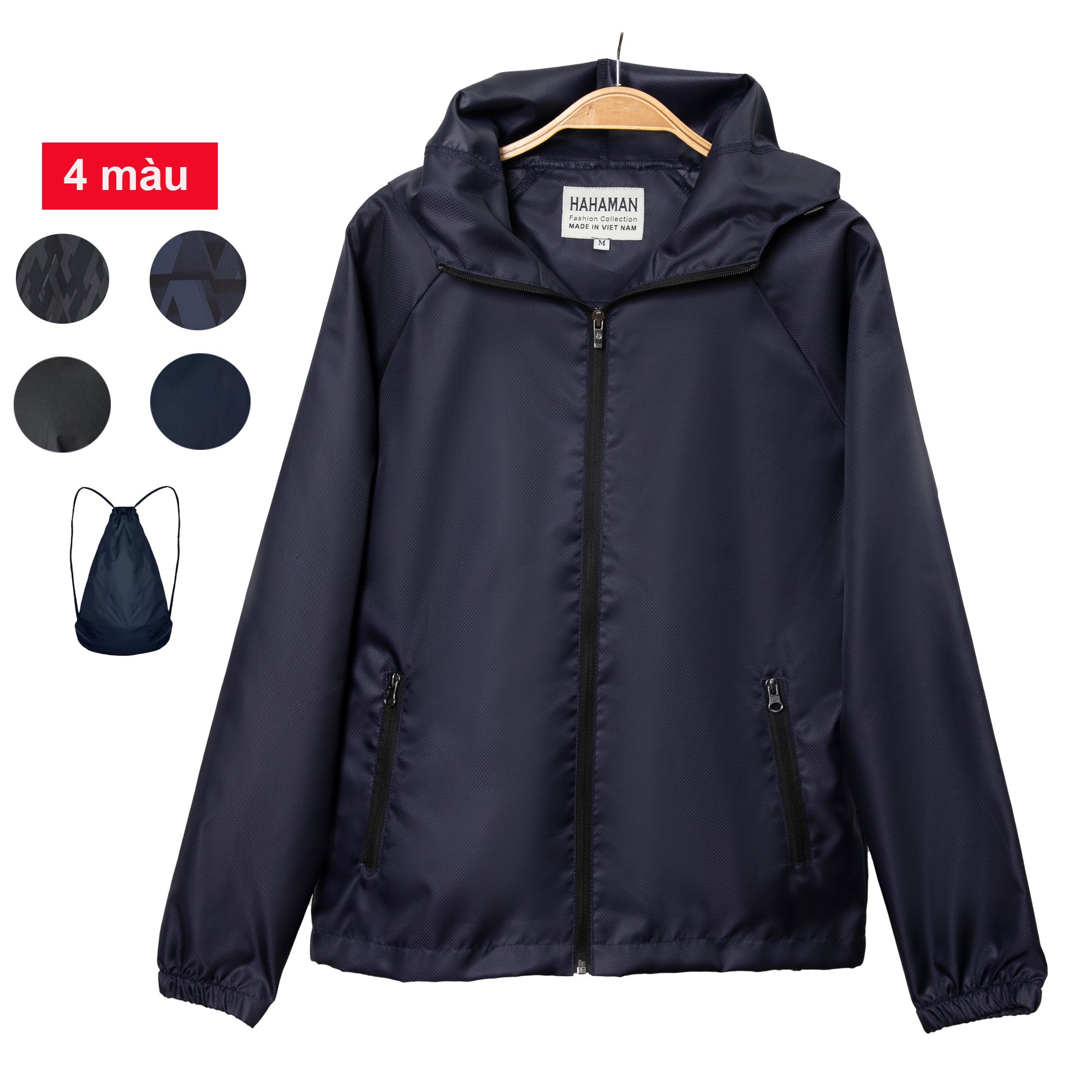 ÁO KHOÁC DÙ NAM HAHAMAN 2 TRONG 1 CHUYỂN ĐỔI THÀNH BALO SIÊU NHẸ AKD02