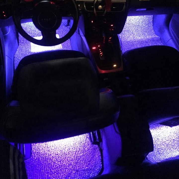 Bộ đèn LED 4 thanh các màu cao cấp đặt gầm xe hơi, ô tô RGB-5050 tích hợp remote điều khiển bật tắt chỉnh chế độ đèn, tự động thay đổi màu sắc êm dịu theo tiếng nhạc