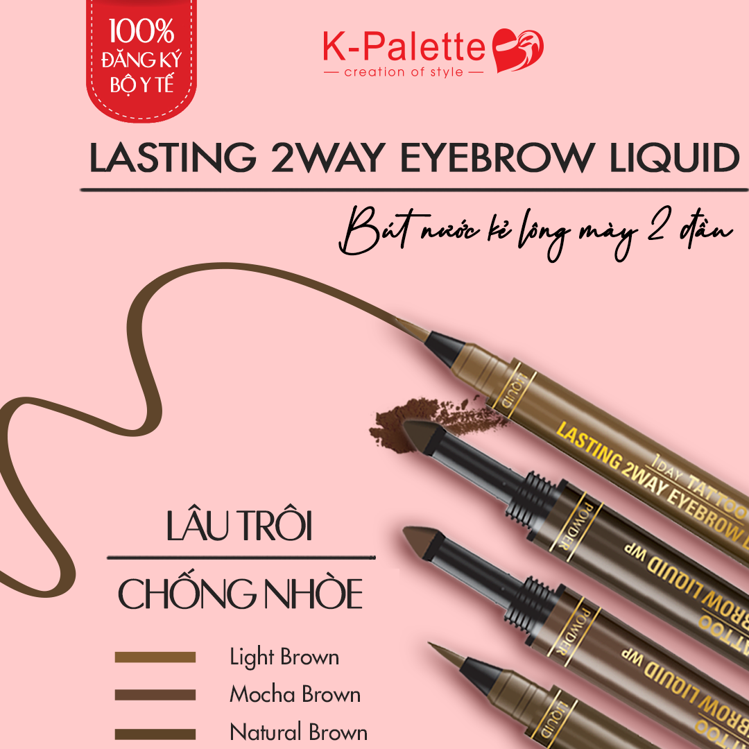 Bút Vẽ Lông Mày 2 Đầu K-Palette Eyebrow Pencil Chống Nước Lâu Trôi 24h
