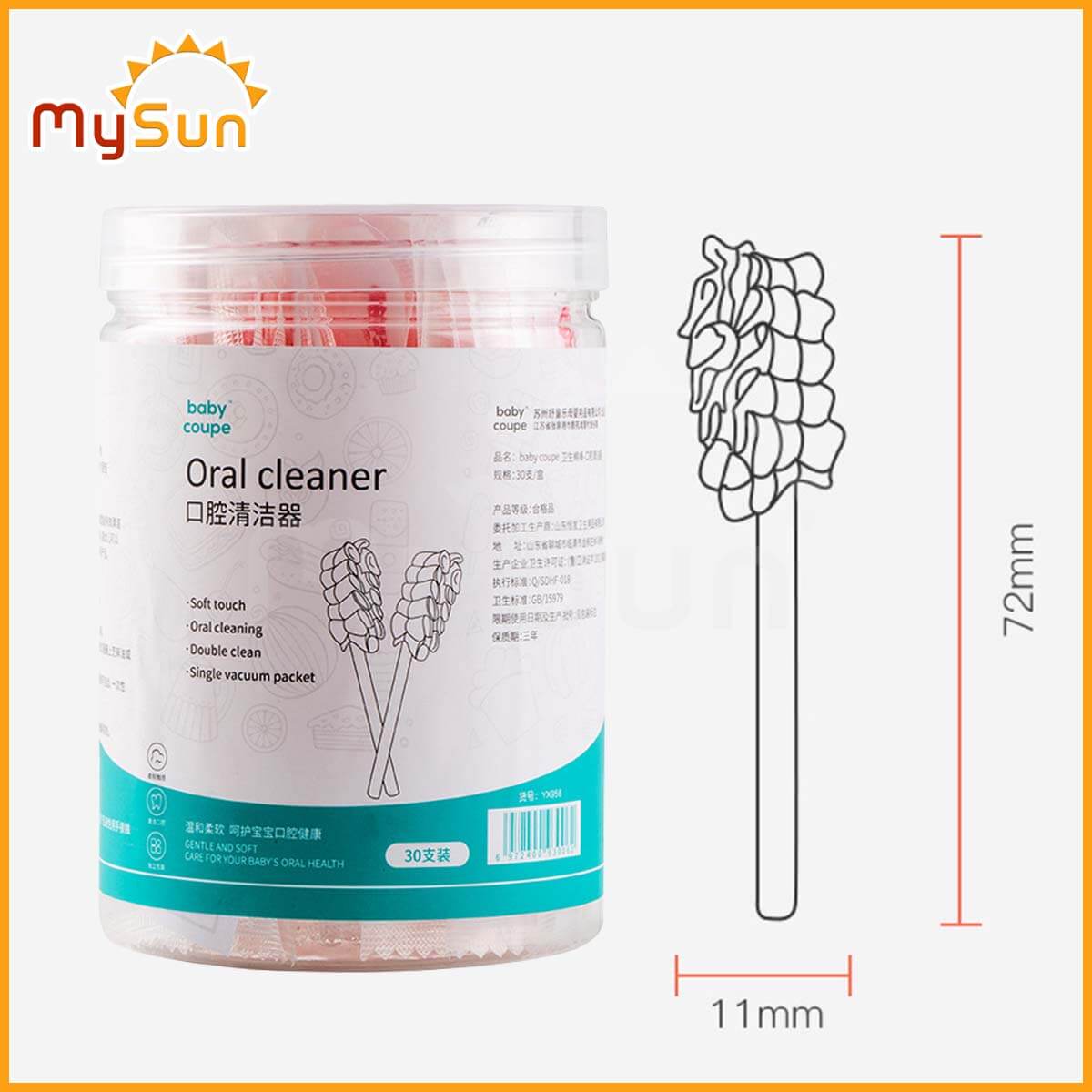 Vệ sinh rưa lưỡi răng miệng cho bé sơ sinh bằng que gạc tăm 100% bông cotton MySun