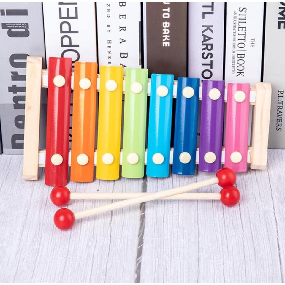 Đồ Chơi Gỗ Đàn 8 Thanh - Đàn Xylophone Phát Triển Khả Năng Cảm Quan, Cảm Thụ, Nhận Biết Cho Bé