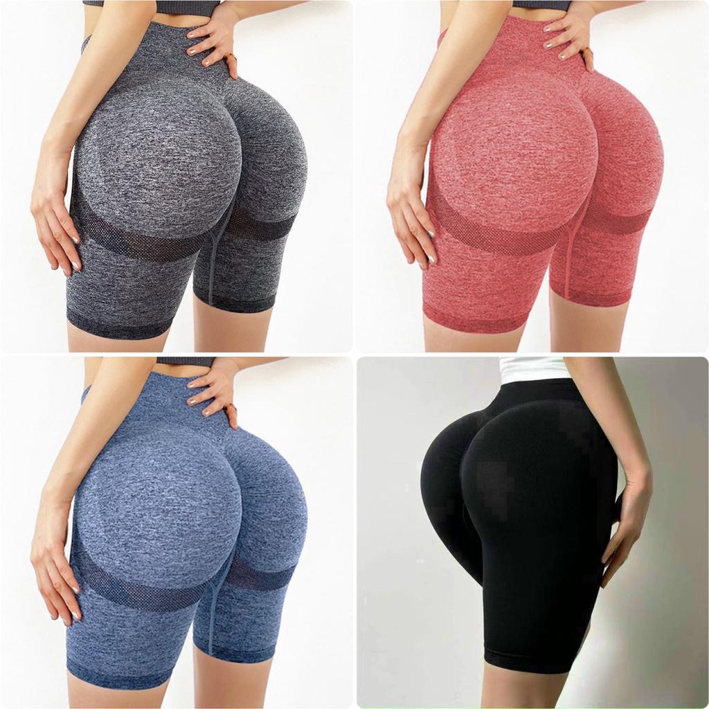 Quần đùi ngố chun mông tập gym yoga aerobic nữ chất dệt kim co giãn thấm hút
