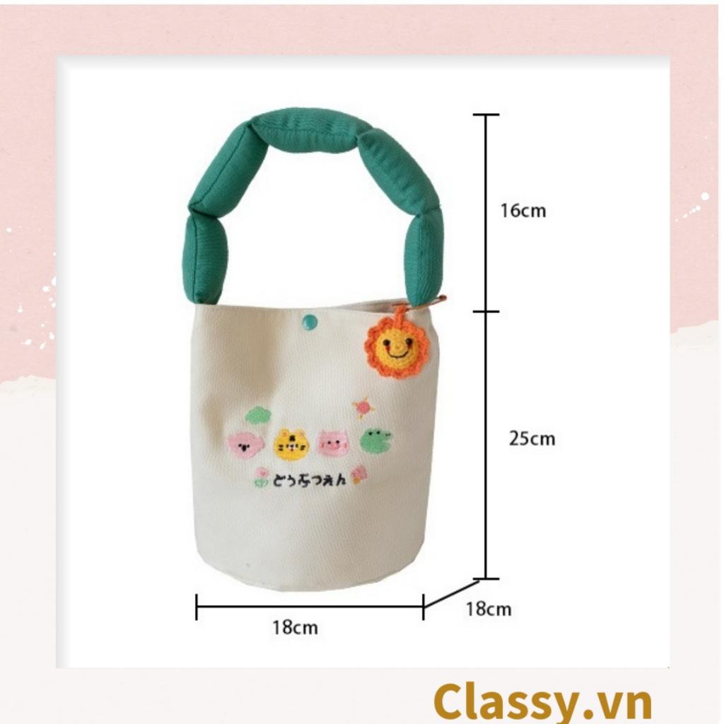 Túi vải canvas Classy tay, đựng phụ kiện, túi đựng hộp cơm đáng yêu tiện lợi T1247