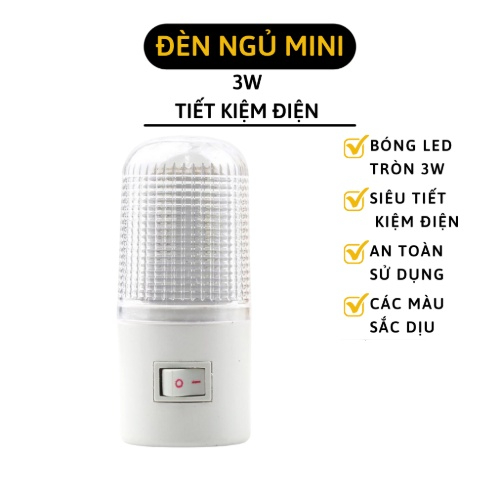 ĐÈN NGỦ HÌNH TRỤ TRẮNG CÓ CÔNG TẮC 3W