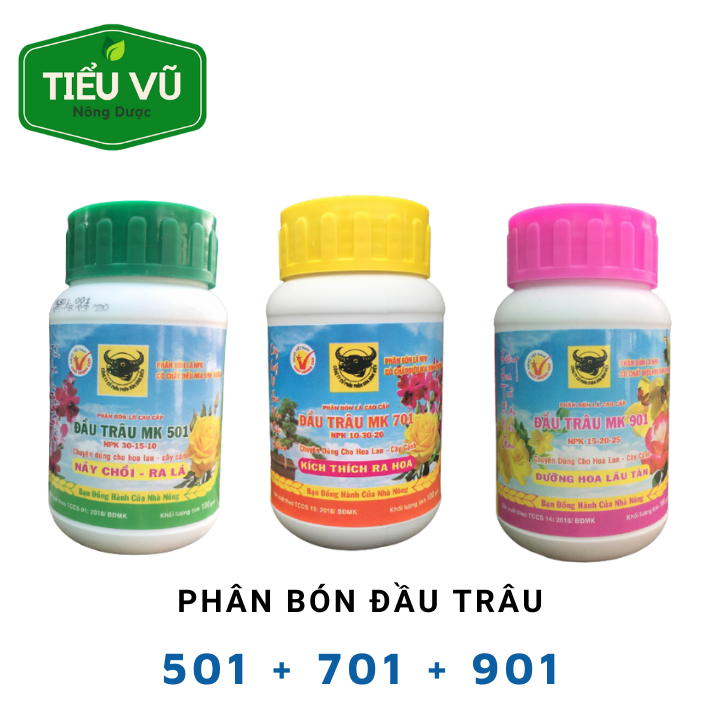 Combo 3 Phân bón kích trồi ra rễ, kích thích ra hoa chuyên dùng cho hoa Đầu Trâu 501 + 701 +901