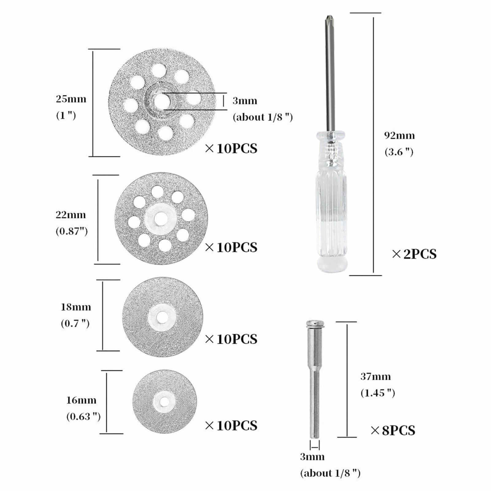 50Pcs Diamond Cutting Wheel Kit for Rotary Tools Die Grinder Metal Cut Off Disc