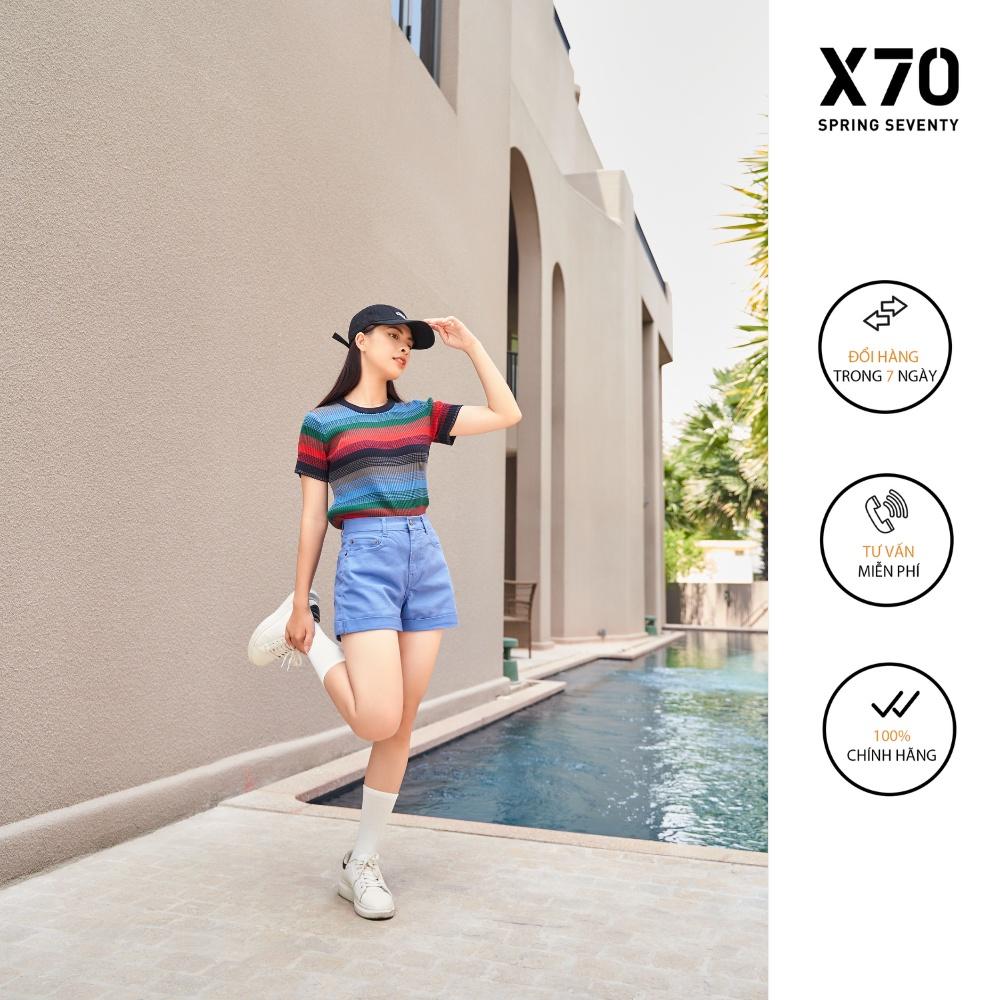 Áo Thun Kiểu Nữ Dệt Kim Thiết Kế Cổ Tròn Tay Ngắn Thời Trang X70 - 00440061