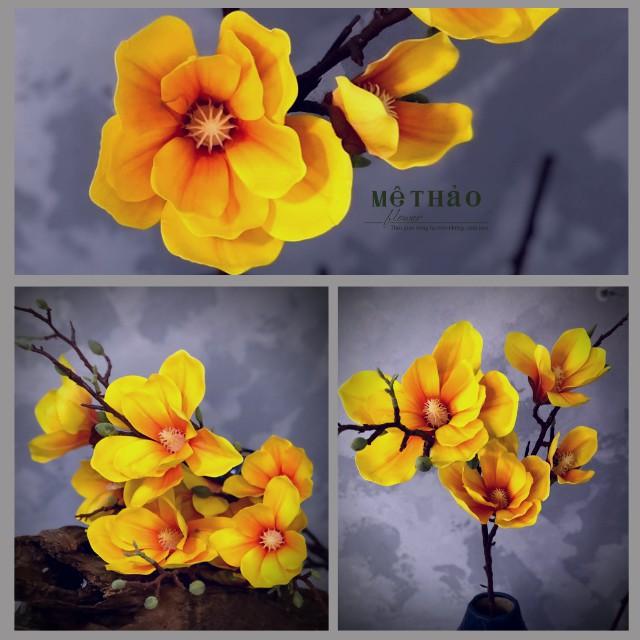 Cành Hoa Mộc Lan Giả Hoa Lụa Cao Cấp Trang Trí Nhà Cửa Cắm Bình Và Lọ Hoa Decor Sang Trọng