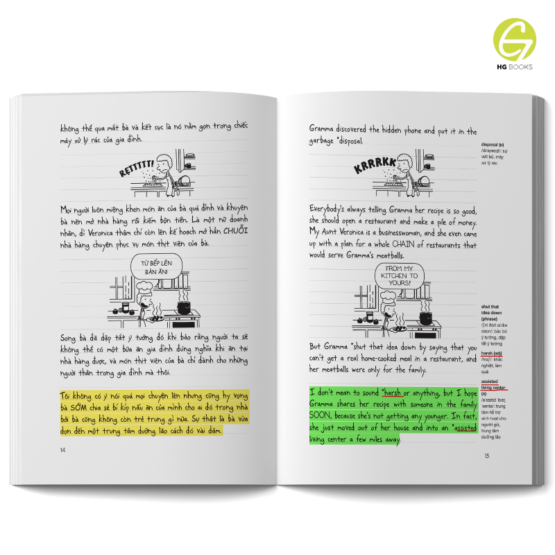 Nhật Ký Chú Bé Nhút Nhát tập 19 song ngữ &amp; tiếng Việt - Diary of a Wimpy Kid: Hot mess, tặng file nghe &amp; note từ vựng