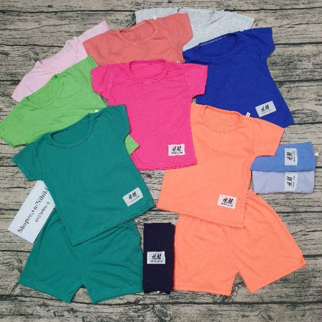 Bộ cộc tay cho bé chất cotton co giãn cực mát