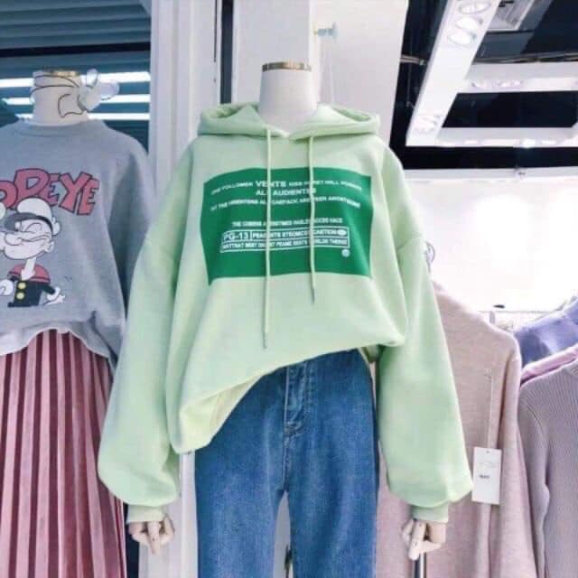 ÁO HOODIE CÓ MŨ FORM RỘNG MÀU XANH LÁ CÂY