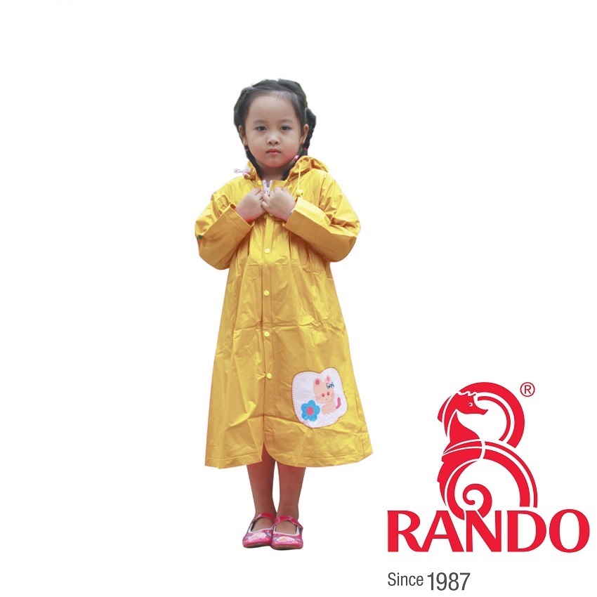 Áo mưa trẻ em Mèo con Rando CPPS-11 từ Size 1 đến Size 6 tương đương với chiều cao từ 80 cm đếm 160 cm
