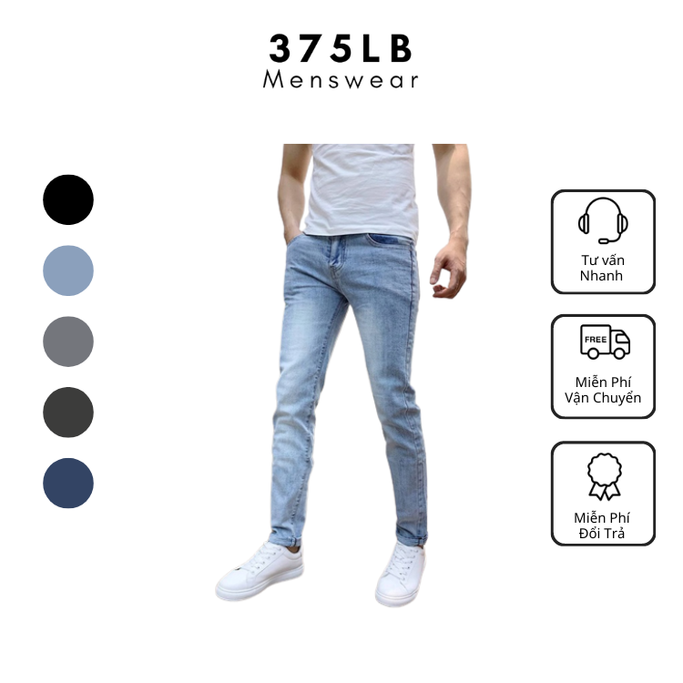 Quần Jean Nam 375Lbstore Cao Cấp Co Dãn 4 chiều Form SlimFit Hàn Quốc trẻ trung, thời trang