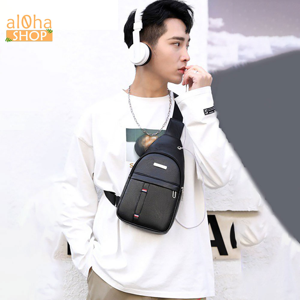 Túi đeo chéo chống nước da cao cấp unisex nam nữ- al0ha Shop