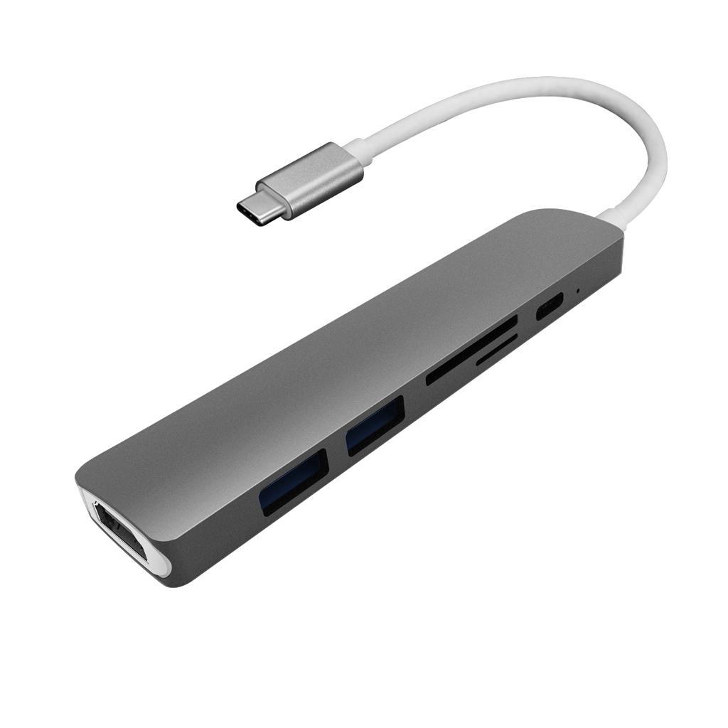 USB C HUB Adapter Type C Hub with 4K 6in1 Combo Hub for