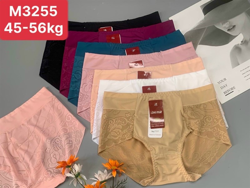 Combo 5 quần lót nữ thun lạnh phối ren lưng cao 3255