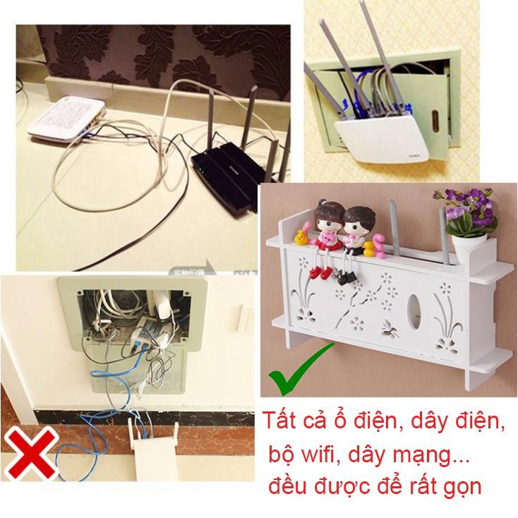 Hộp đựng wifi treo tường KHÔNG CẦN KHOAN hình hoa mai kiểu mới nhỏ gọn giá rẻ - ICO HOME