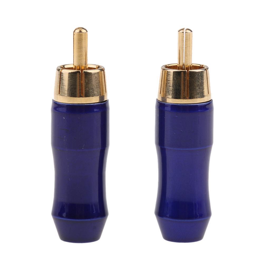 2-piece Gold Plated RCA Male Plug Connector Audio Video Cable Adapter