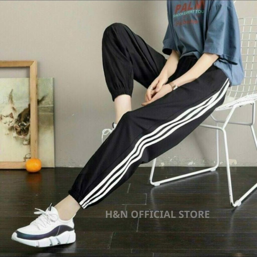 Quần thể thao nữ ống rộng Quần jogger nữ 3 sọc ống đứng chất Umi cao cấp HN Clothing Q5