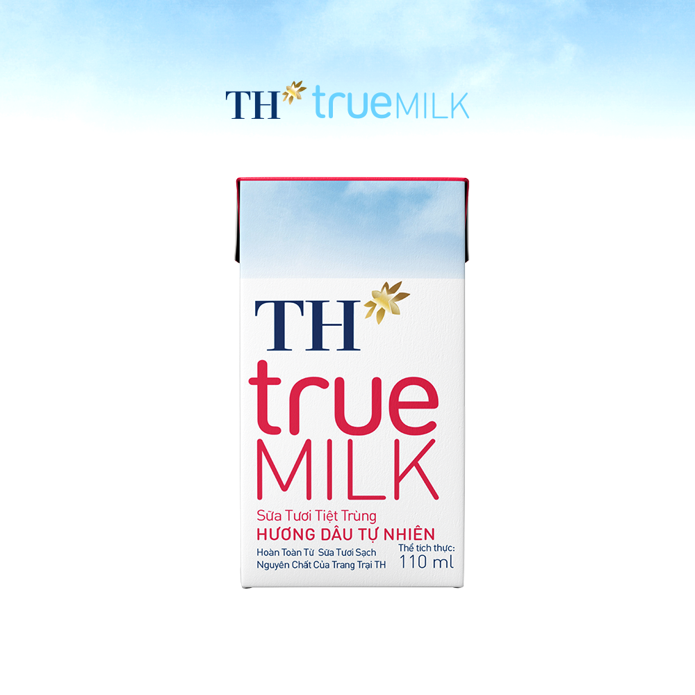Thùng 48 hộp sữa tươi tiệt trùng hương dâu tự nhiên TH True Milk 110ml