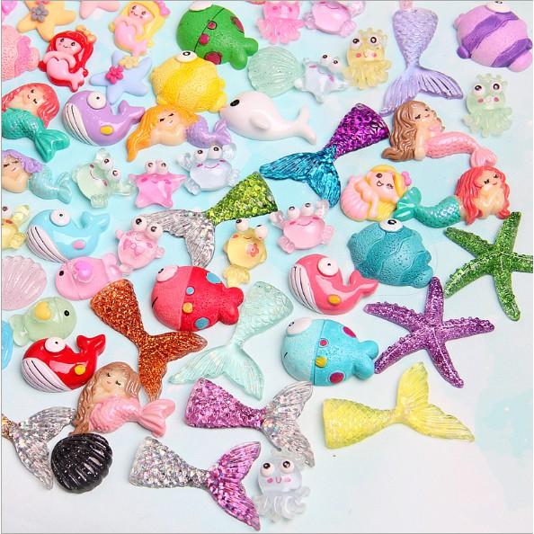 Chuyên Charm * Combo túi 30-50 charm nhựa Epoxy chủ đề Thế giới đáy đại dương