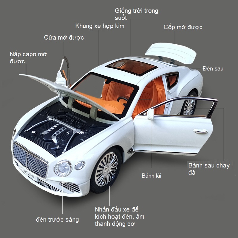 Xe Mô Hình Hợp Kim Siêu Xe Bentley Continental GT Tỉ Lệ 1:24