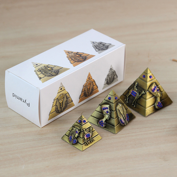 Bộ 3 mô hình kim tự tháp Ai Cập (Màu Vàng Rêu, Hột Xanh Dương)