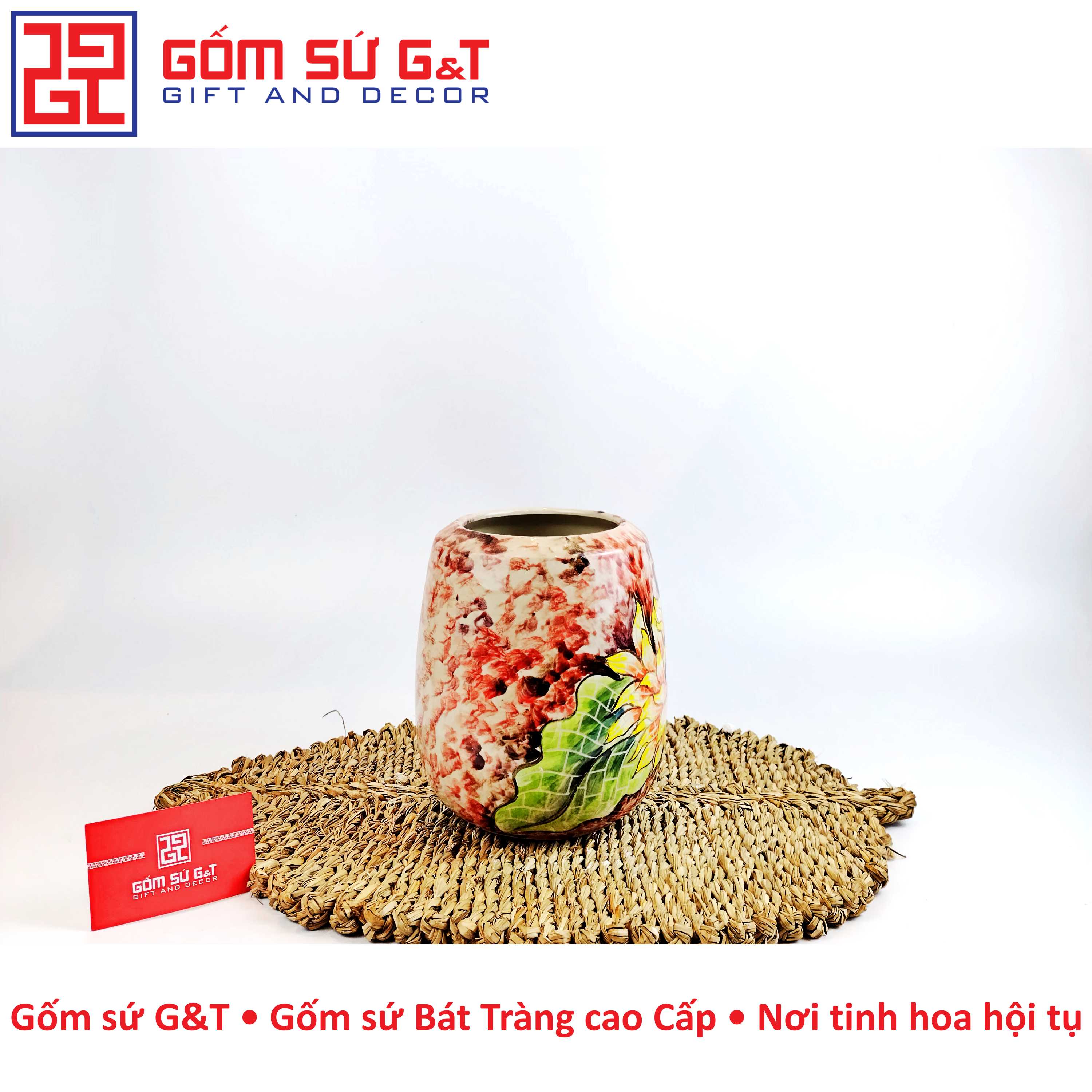 Lọ hoa dáng đu đủ vẽ hoa hướng dương Gốm Sứ G&T