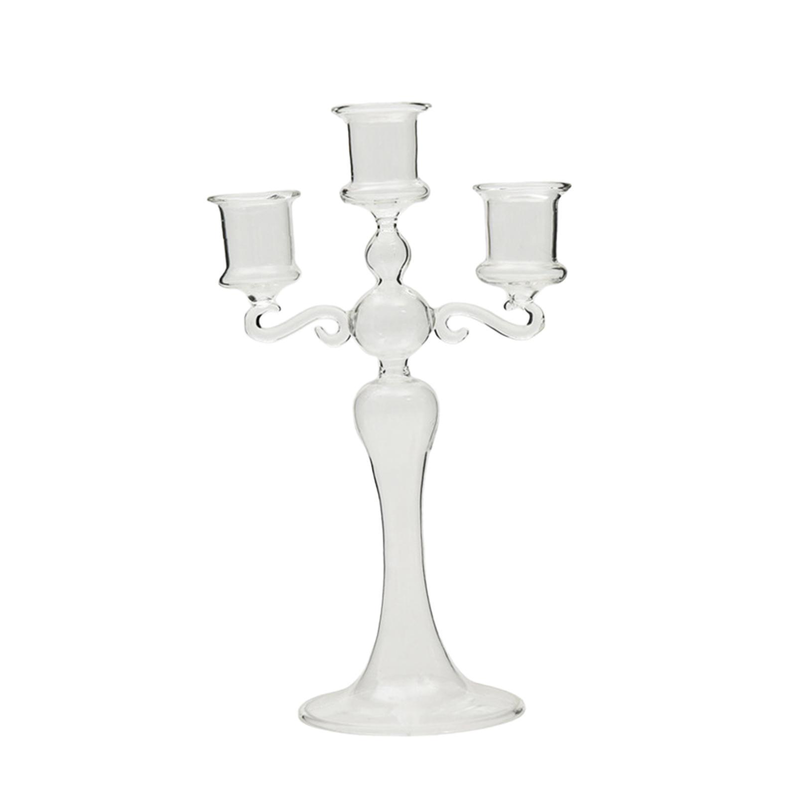 Glass Candle Holder Glass Candlestick for Mantel Dining Room Spring Festival