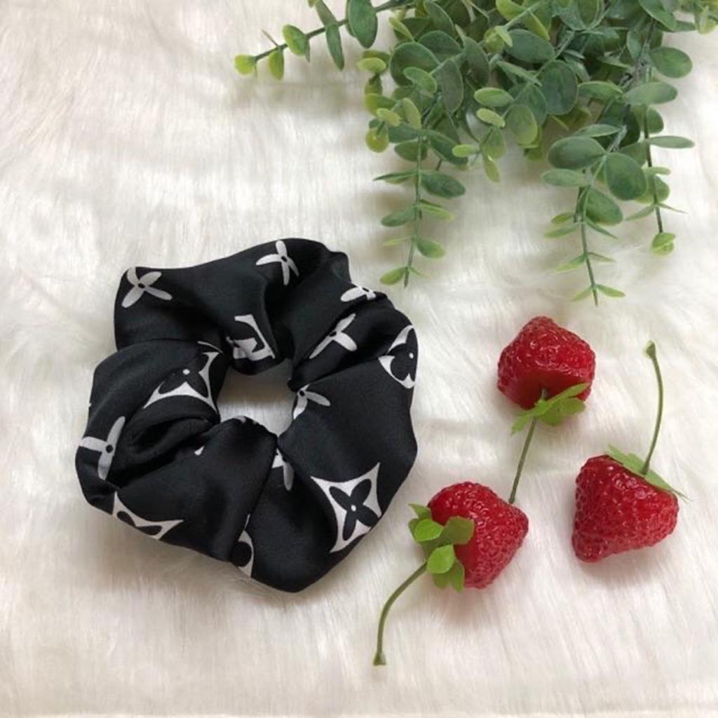 Chun buộc tóc vải scrunchies hoạ tiết vintage mẫu giao ngẫu nhiên