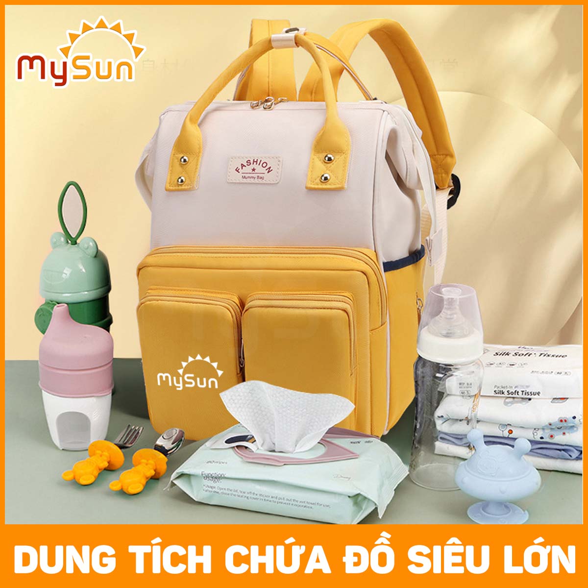 Túi đựng bỉm sữa đa năng cho mẹ và bé size to phong cách Hàn Quốc MySun Fashion