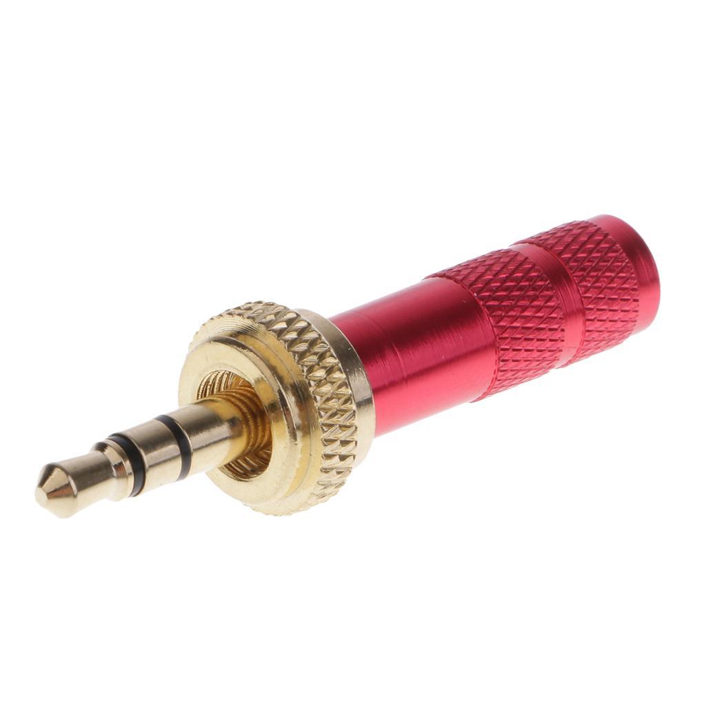 3.5mm Screw Lock Stereo Jack Male Plug Metal Audio Solder Adapter Black