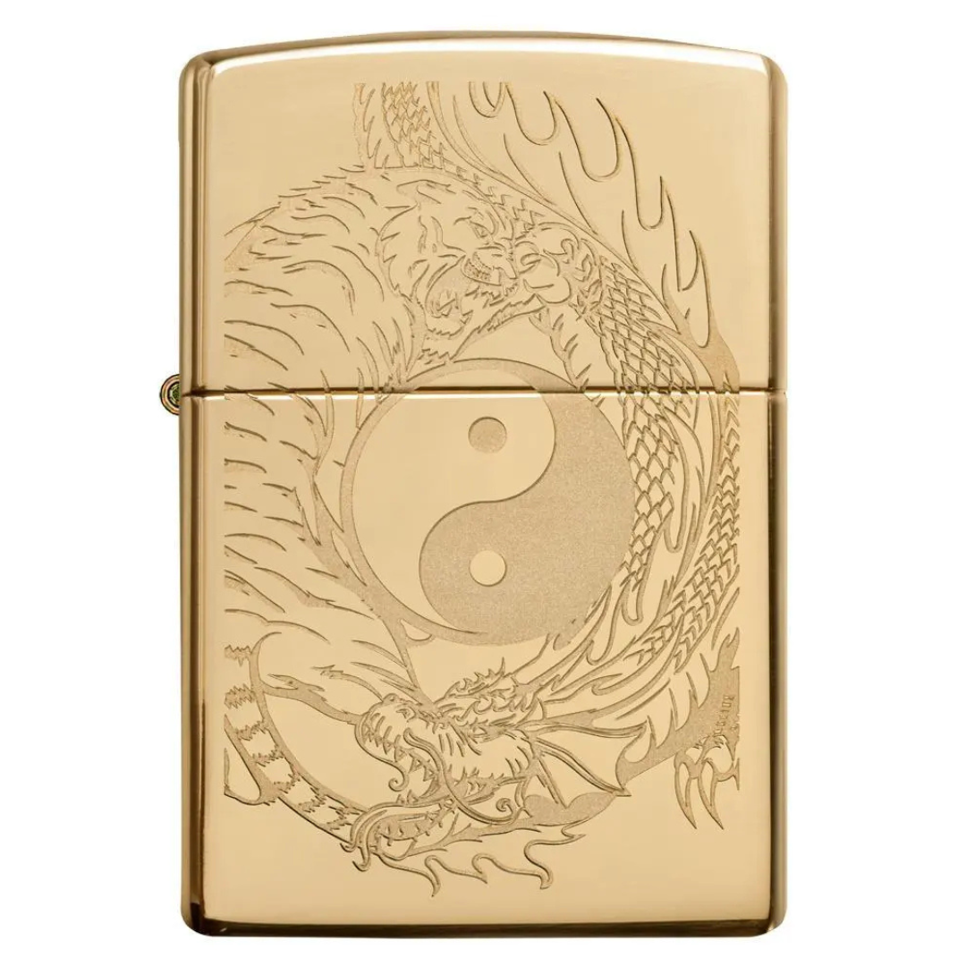 Bật Lửa Zippo Chính Hãng Tiger and Dragon Design - Khắc Hổ Và Rồng Âm Dương Chất Liệu Cao Cấp