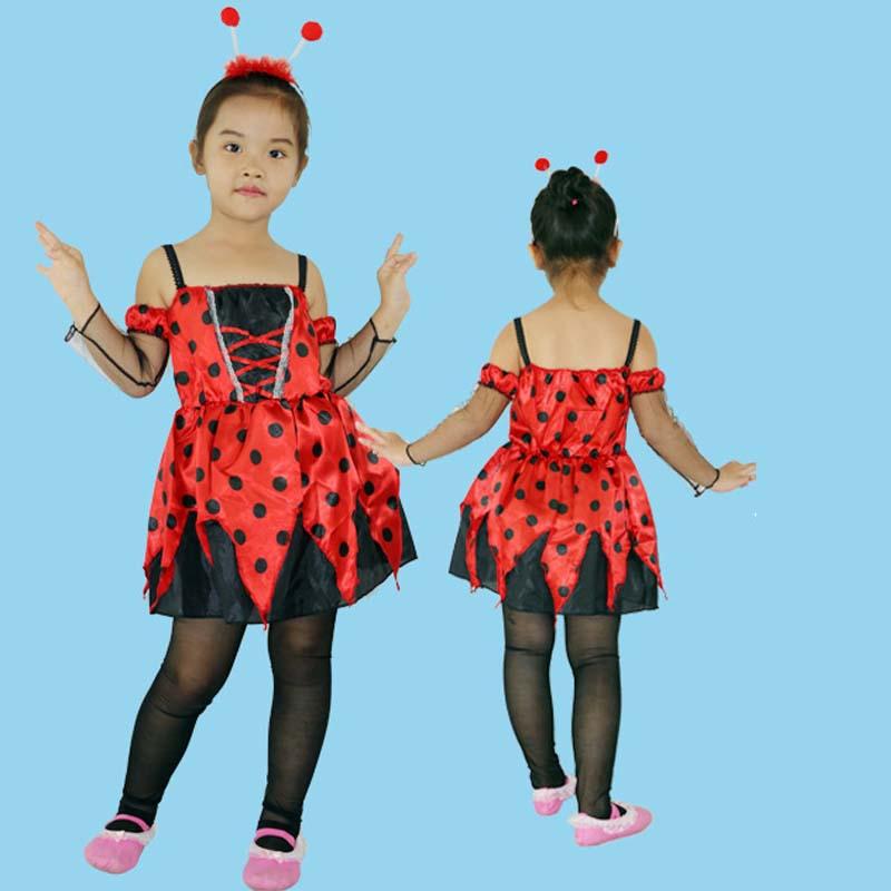 Hoạt Hình Trẻ Em Bé Gái Đỏ Đầm Nữ Trang Phục Hóa Trang Bọ Rùa Áo Ăng Ten Xinh Xắn Trang Phục Bộ Sinh Nhật Đầm Purim Halloween