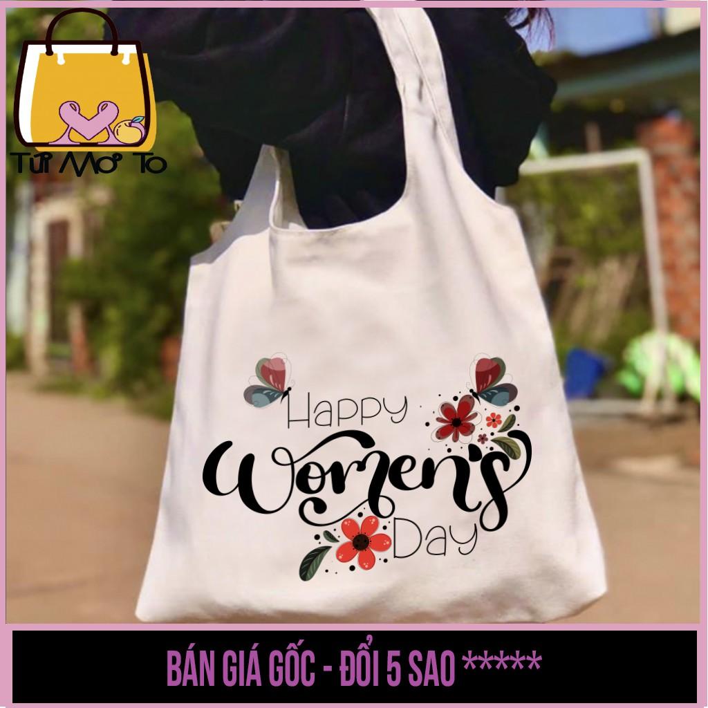 Túi tote vải canvas quai tròn có khóa kéo - QUÀ TẶNG 8/3 - nhà giáo việt nam - ngày của mẹ - sinh nhật (hàng có sẵn)