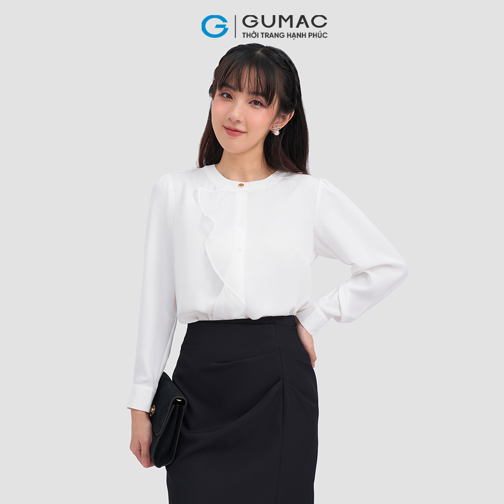 Áo cổ tròn GUMAC AC12041 phối bèo nữ tính