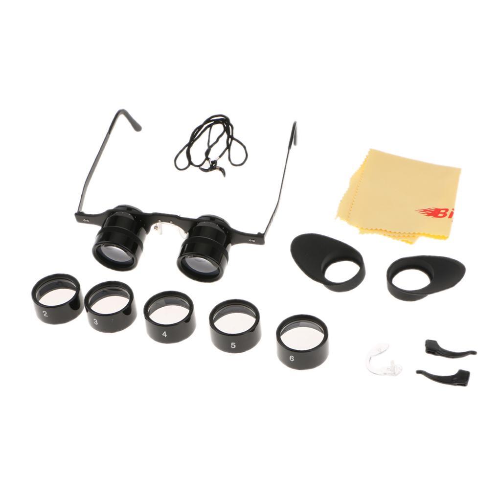 5 Size Lens+2.5X+15X Adjustable Glasses Shaped Telescope Black