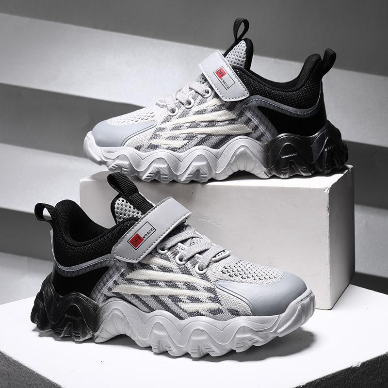 Thời Trang Bé Trai Giày Thể Thao Chạy Bộ Trẻ Em Thoáng Khí Tenis Đi Giày Nhẹ Giày Bé Gái Size 40 Color: Gray Shoe Size: 34