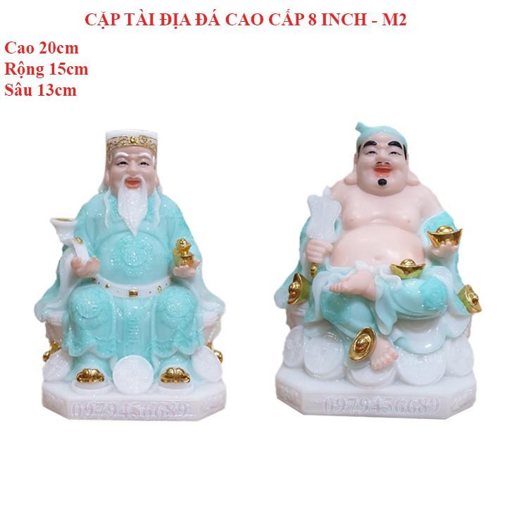 Cặp tượng thần tài ông địa đá cao cấp 8 inch - M2