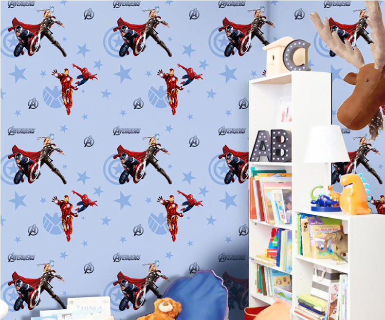 Combo Cuộn 10m Decal giấy dán tường siêu anh hùng khổ 45cm mặt sau có keo sẵn